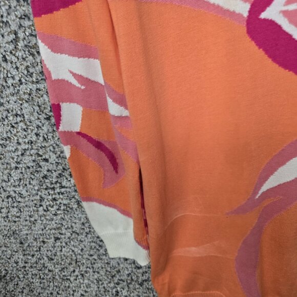 Chicos Top Womens 1 US Medium Orange Knit Tunic Scoop Neck Casual Ladies - Picture 3 of 7